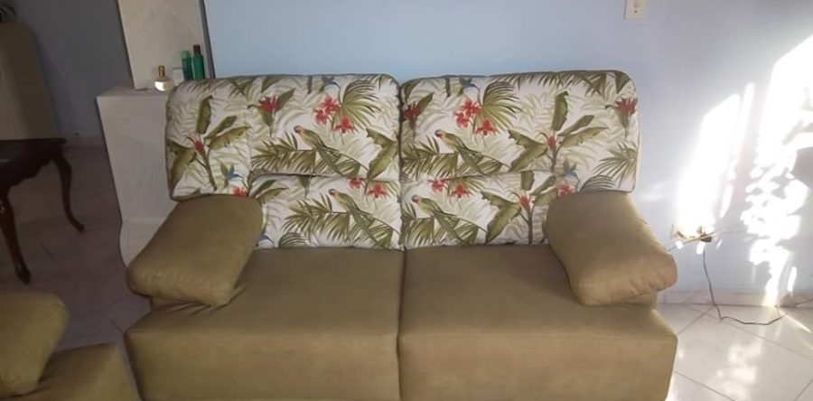 Reforma de Sofá em Tecido Búzios Verde e Duna Bronze