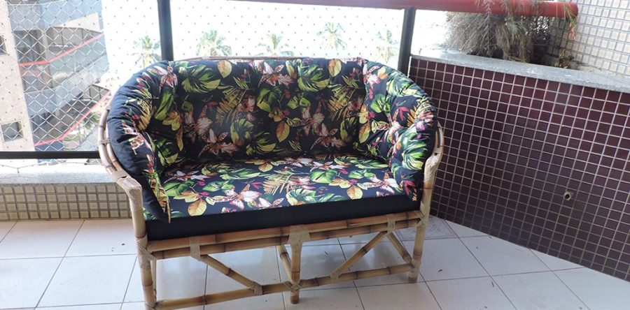 Reforma de Namoradeira em Tecido Impermeável Igapó Azul Escuro e Linum Azul Escuro