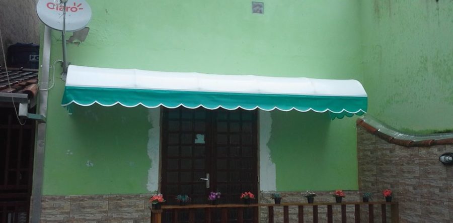 Fabricação de Toldo Fixo em Tecido Lona  Branco com Abas Verde